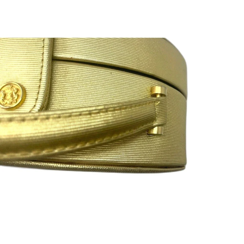 VINTAGE GIORGIO BEVERLY HILLS GOLD ROUND CLUTCH PURSE WITH SNAP CLOSURE